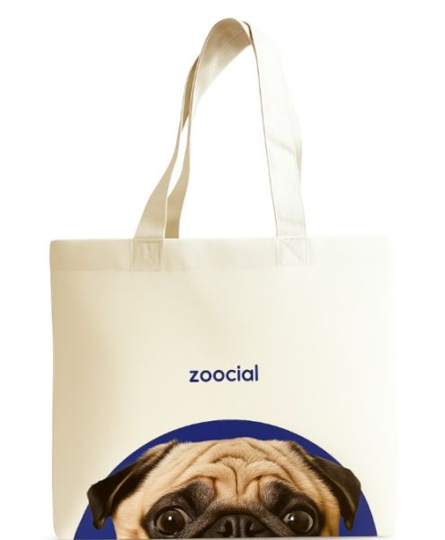 Torba bawełniana z nadrukiem mopsa Zoocial