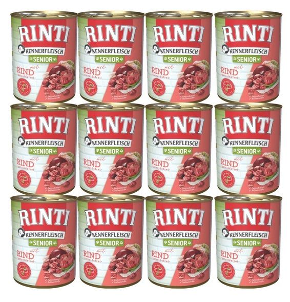RINTI Kennerfleish Senior Beef 12x800 g z wołowiną dla starszych psów
