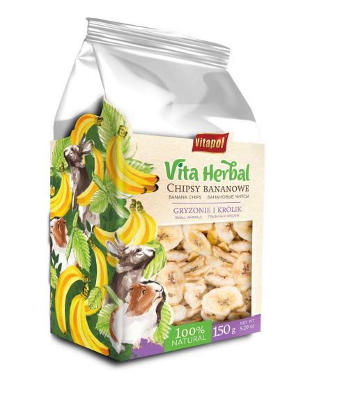 VITAPOL Vita Herbal chipsy bananowe dla gryzoni i królika 150 g