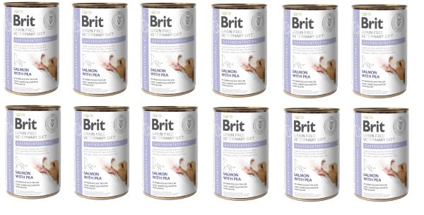 BRIT Veterinary Diet Gastrointestinal Salmon&amp;Pea karma na wrażliwy układ pokarmowy dla psa 12x400 g