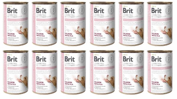 BRIT Veterinary Diet Hypoallergenic Salmon&amp;Pea karma na alergię dla psa 12x400 g