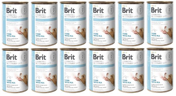 BRIT Veterinary Diet Obesity Lamb&Pea karma na otyłość dla psa 12x400 g