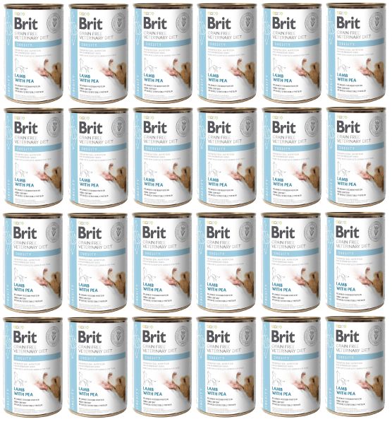 BRIT Veterinary Diet Obesity Lamb&amp;Pea karma na otyłość dla psa 24x400 g