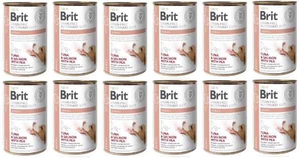 BRIT Veterinary Diet Renal Tuna&amp;Salmon&amp;Pea karma na nerki dla psa 12x400 g