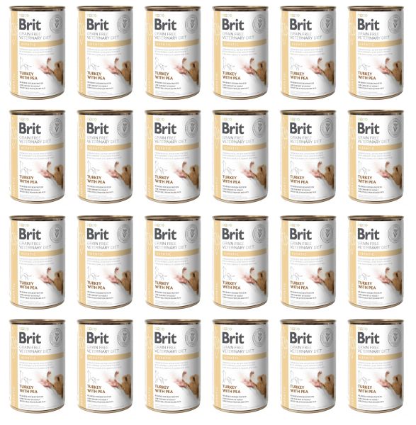 BRIT Veterinary Diet Hepatic Turkey&amp;Pea karma na schorzenia wątroby dla psa 24x400 g