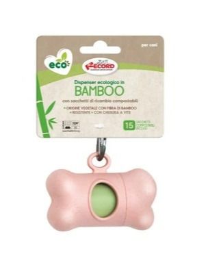 Dyspenser do woreczków higienicznych z bambusa z 1 rolką BIO różowy