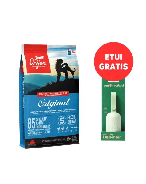 ORIJEN Original Dog 11,4 kg + EARTH RATED Etui - Woreczki Bezzapachowe 15 szt. GRATIS