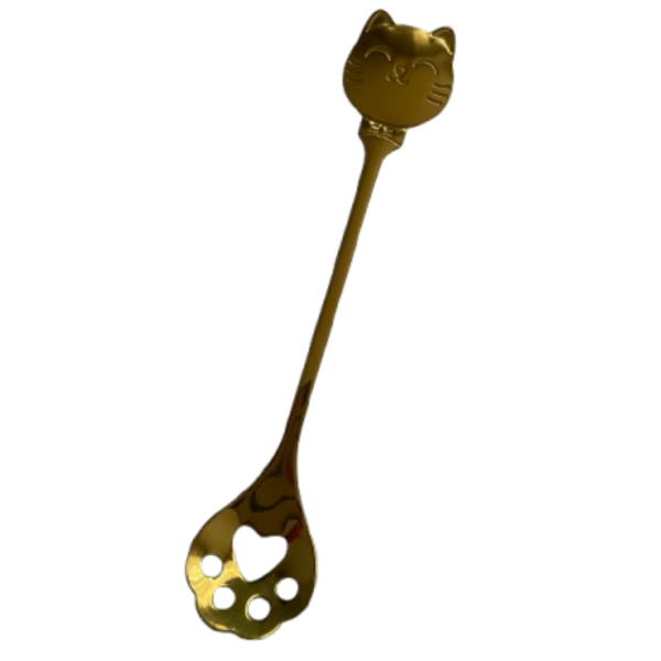 Złota łyżeczka z kotem 15,2 cm