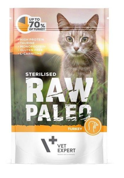 VET EXPERT RAW PALEO Sterilised turkey 100 g mokra karma dla kastrowanych kotów z indykiem