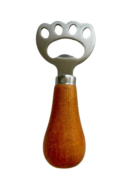 Zabawny otwieracz do butelek z łapą kota srebrny