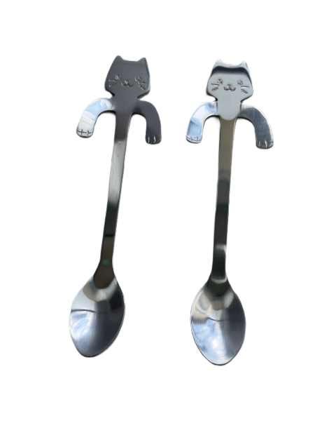 Srebrne łyżeczki kotki, zestaw 2