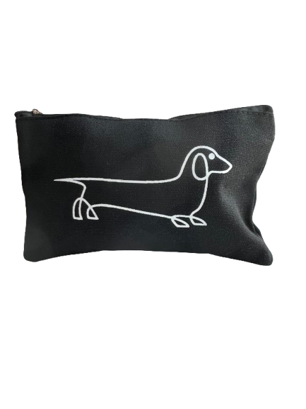 Kosmetyczka czarna z jamnikiem 21x13 cm