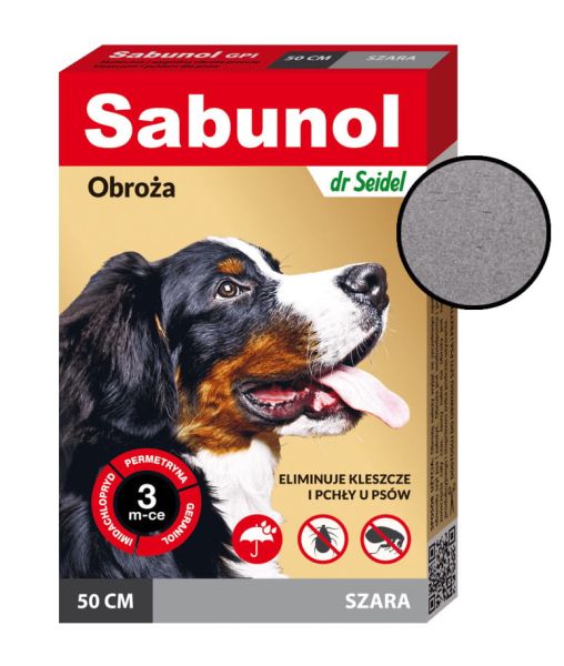 OBROŻA SABUNOL 50 CM D/PSA P/PCHŁOM I KLESZCZOM SZARA