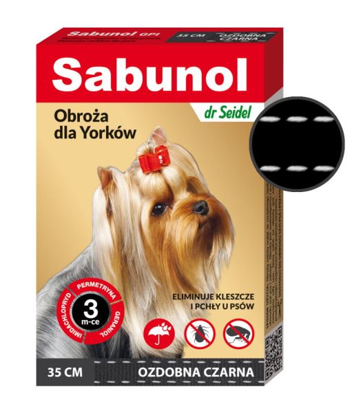 OBROŻA SABUNOL 35 CM D/PSA P/PCHŁOM I KLESZCZOM CZARNA