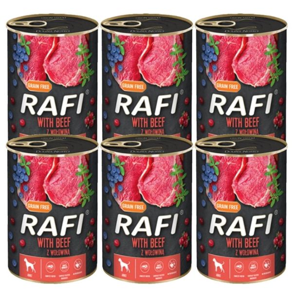 RAFI Beef z wołowiną mokra karma dla psa 6x400 g