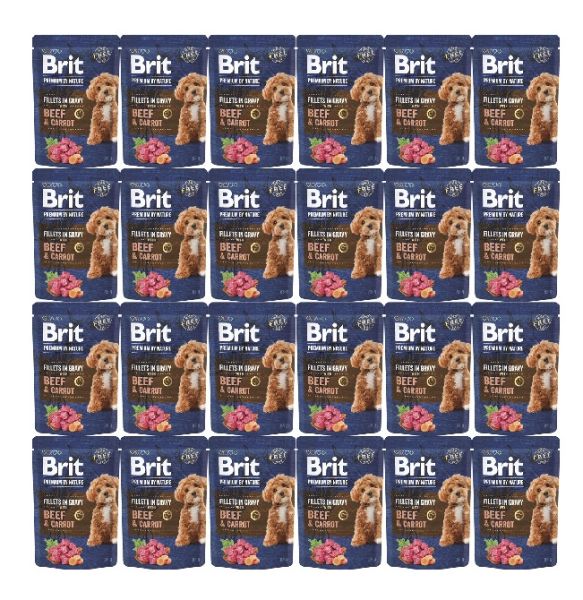 BRIT Premium By Nature Dog Fillets in Gravy z wołowiną i marchewką 24x85g