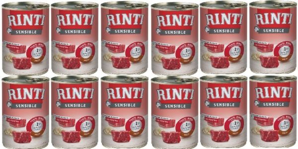 RINTI Sensible Wołowina z ryżem 12 x 400 g