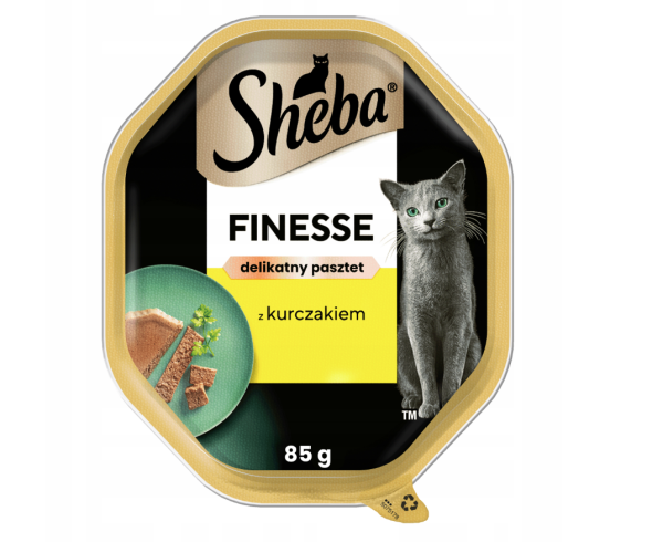 SHEBA Finesse tacka 85 g mokra karma pełnoporcjowa dla dorosłych kotów z kurczakiem w musie