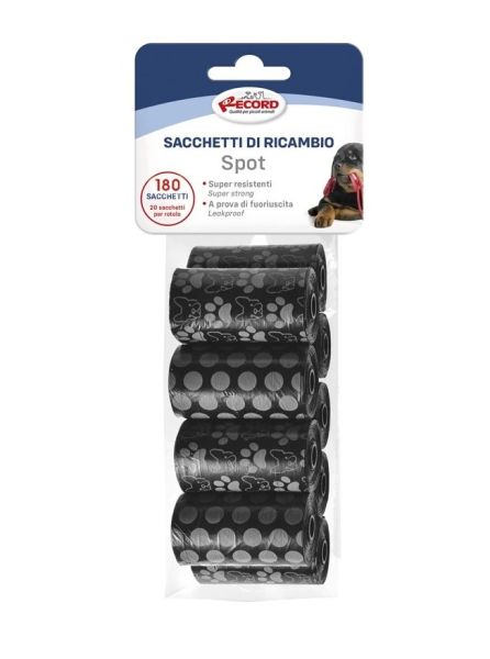 Torebki higieniczne spot dog, 9 rolek/180 torebek 27x30cm czarne łaty