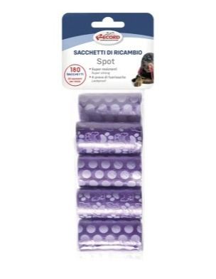 Torebki higieniczne spot dog, 9 rolek/180 torebek 27x30cm fioletowe