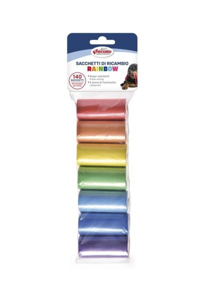 Torebki toaletowe rainbow mini dog, 7 rolek/140 torebek 26x20cm wielokolorowe