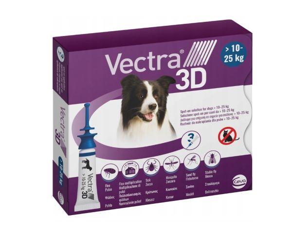  Vectra 3D preparat przeciwkleszczowy dla psów 10-25 kg 3,6 ml x 3 tuby