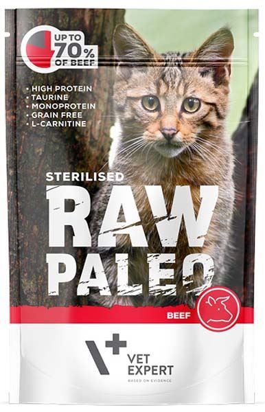 VET EXPERT RAW PALEO Sterilised beef 100 g mokra karma dla kastrowanych kotów wołowina