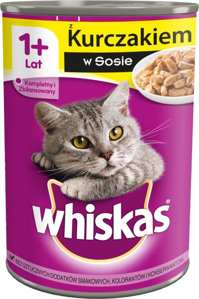 WHISKAS Adult mokra karma dla kotów z kurczakiem w sosie 24x400g