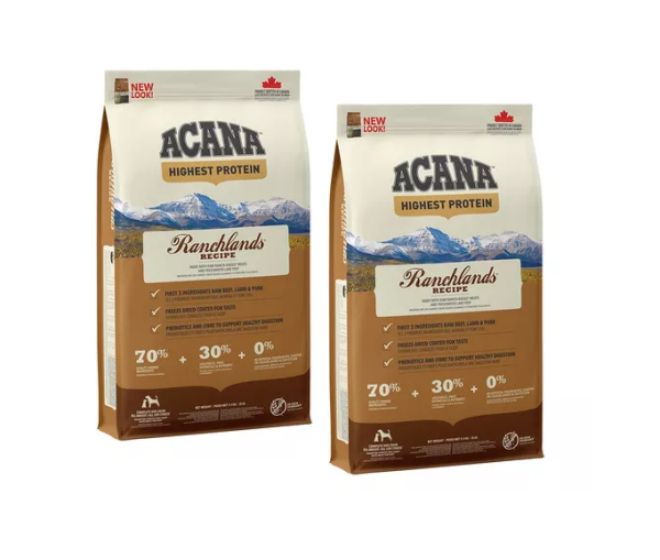 ACANA Highest Protein Ranchlands Dog 22,8 kg (2 x 11,4 kg)